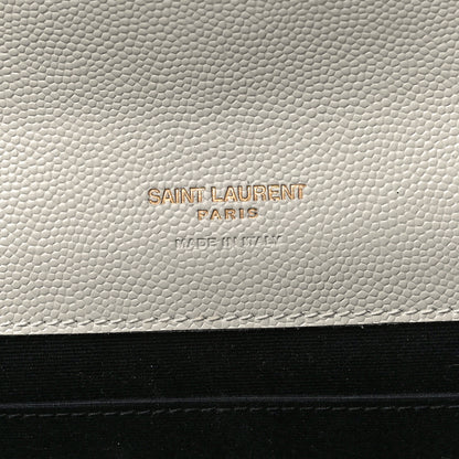 Saint Laurent Grain De Poudre Matelasse Chevron Monogram Envelope Clutch Blanc Vintage 6 of 12