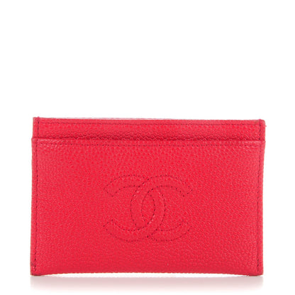Chanel Caviar Timeless CC Card Holder Coral 1 of 8