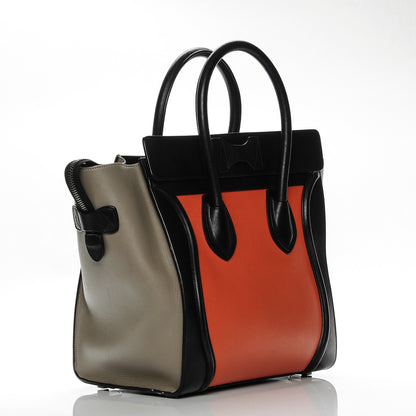 Celine Smooth Calfskin Mini Tri-Color Luggage Bright Orange 3 of 16
