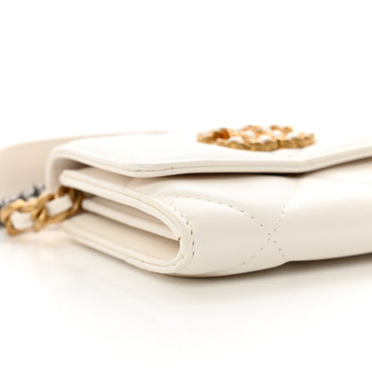 Chanel Lambskin Quilted Chanel 19 Flap Coin Purse With Chain White 10 of 12