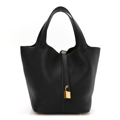 Hermes Taurillon Clemence Picotin Lock 22 MM Black 1 of 13