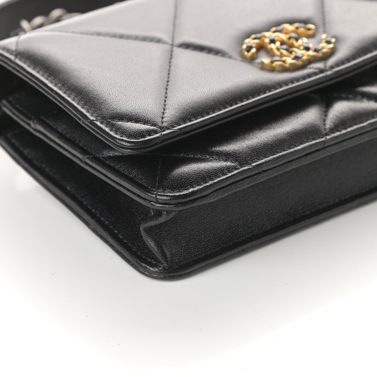 Chanel Lambskin Quilted Chanel 19 Wallet On Chain WOC Black 9 of 10