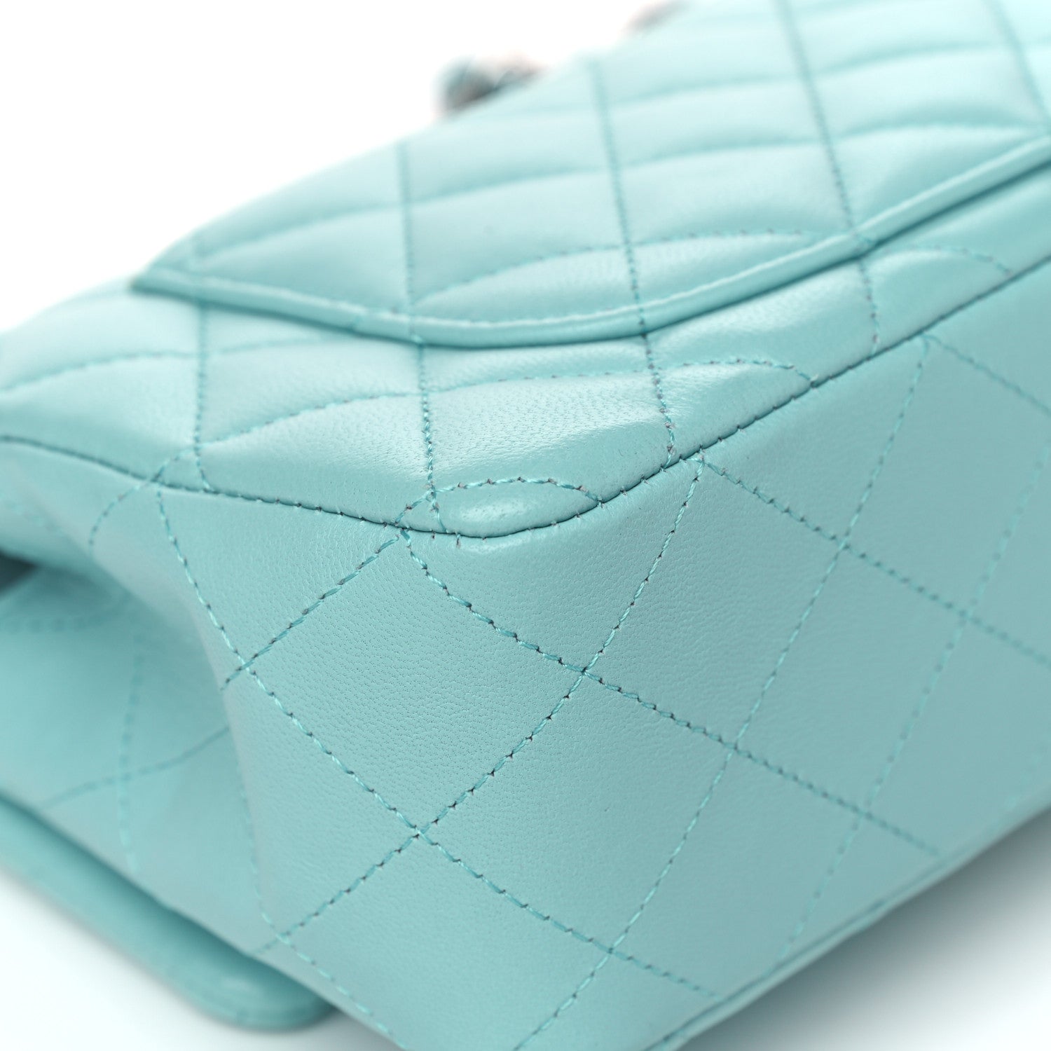 Chanel Lambskin Quilted Mini Rectangular Flap Light Blue 11 of 13