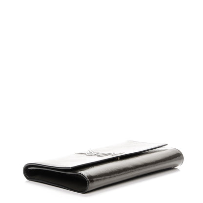 Saint Laurent Textured Patent Monogram Large Belle de Jour Clutch Grey 4 of 15