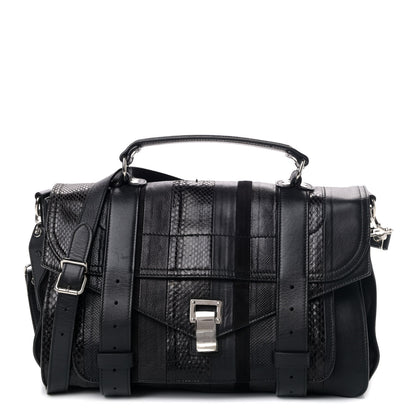 Proenza Schouler Lambskin Karung Ayers Medium Paneled PS1 Satchel Black 1 of 5