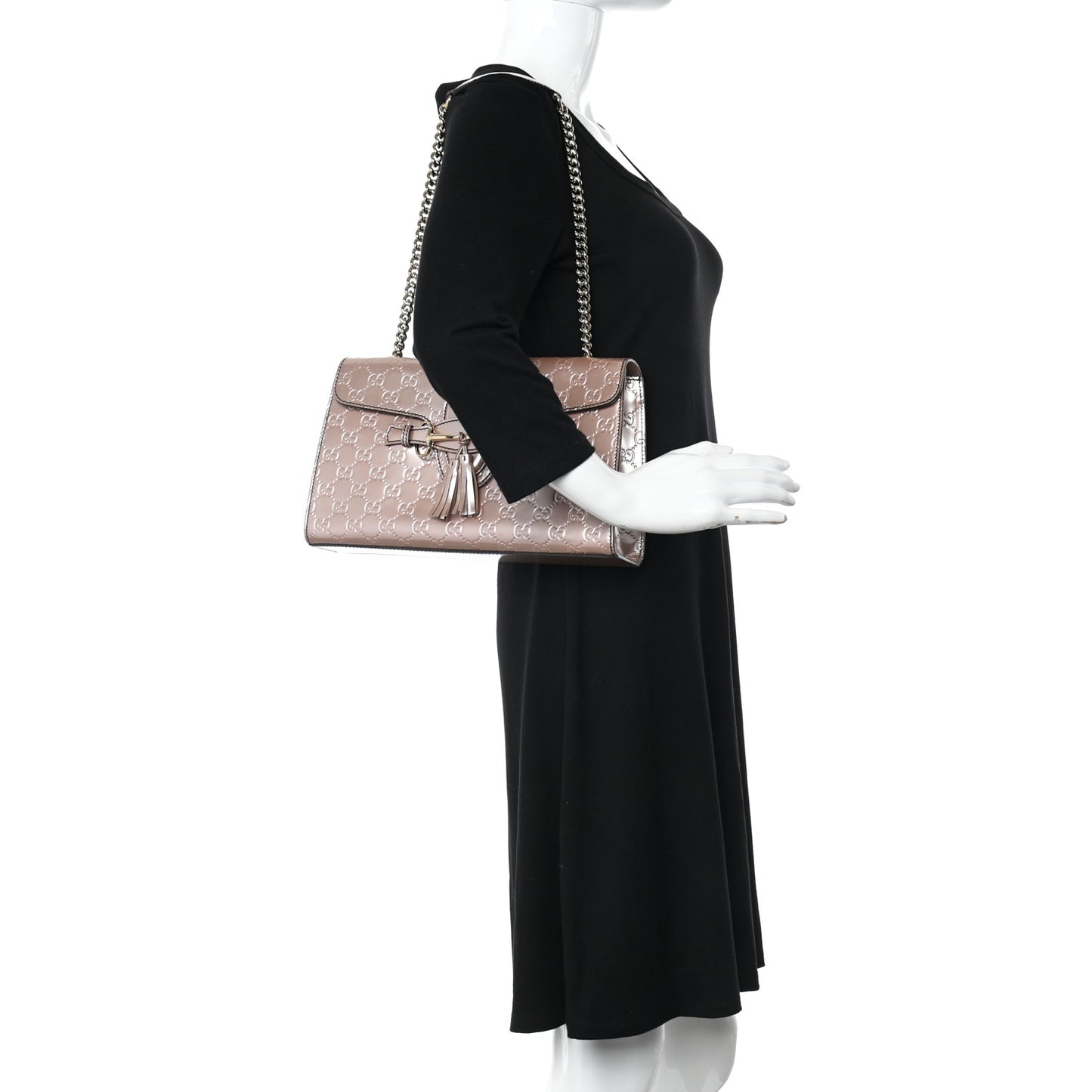 Shine Guccissima Medium Emily Chain Shoulder Bag Dark Cipria