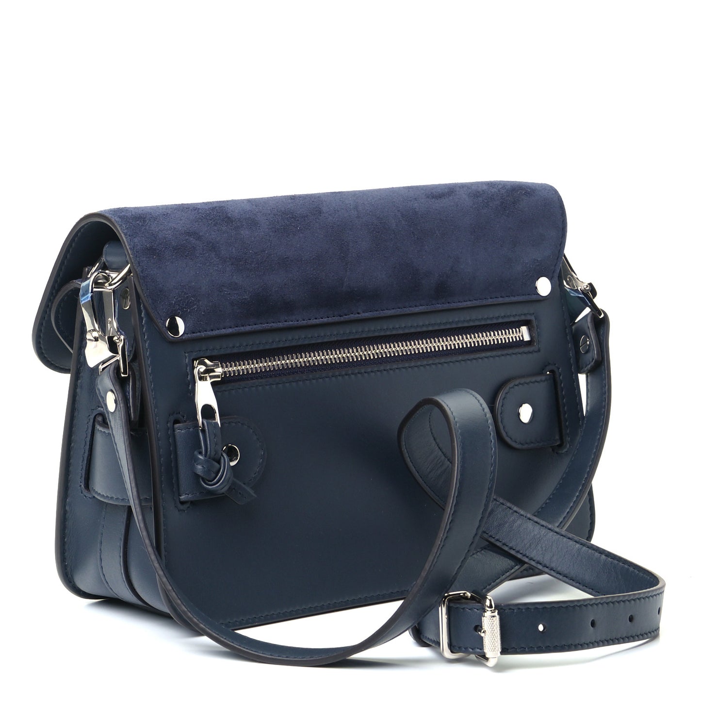 Suede Calfskin Mini PS11 Classic Shoulder Bag Dark Navy