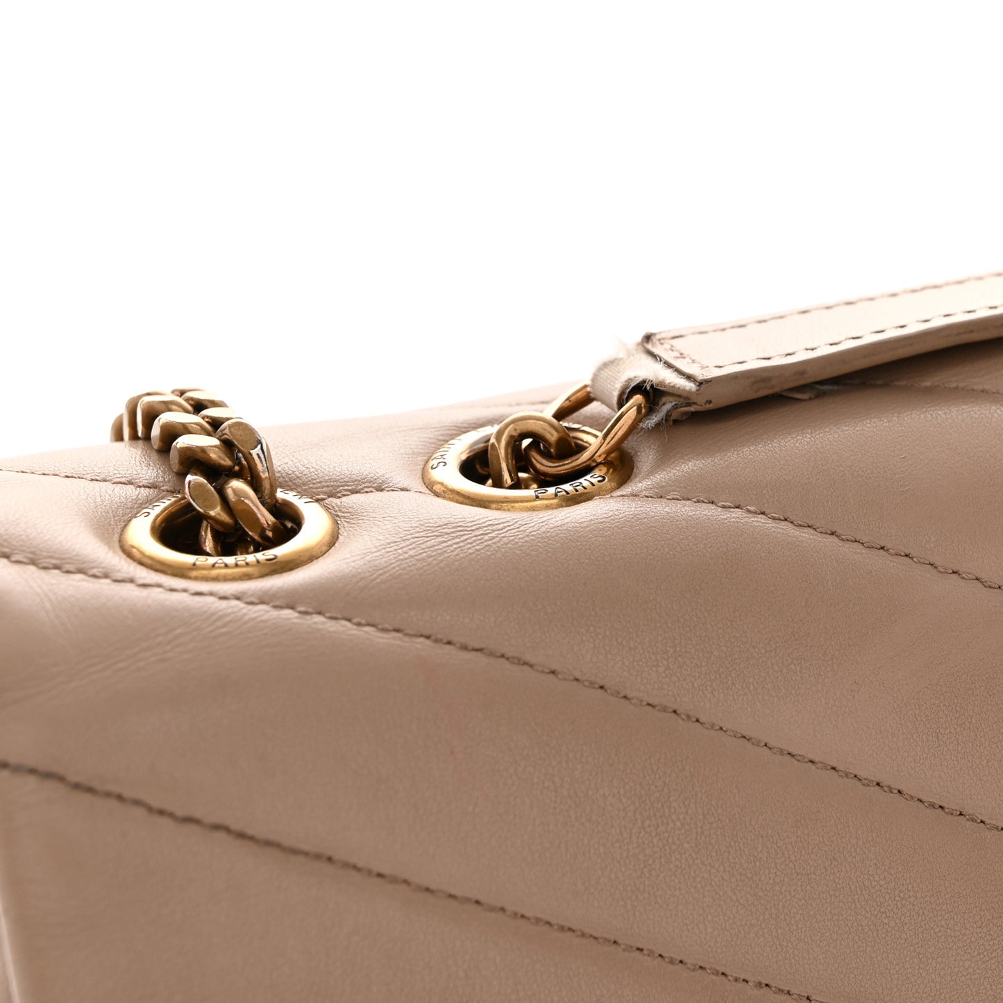 Calfskin Y Quilted Monogram Medium Loulou Chain Satchel Dark Beige