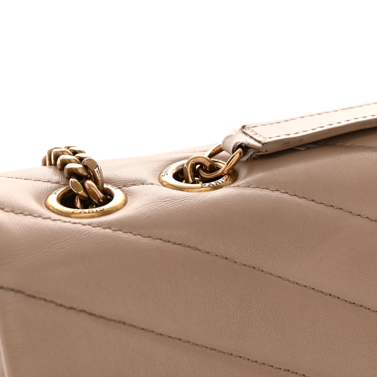 Saint Laurent Calfskin Y Quilted Monogram Medium Loulou Chain Satchel Dark Beige 18 of 18