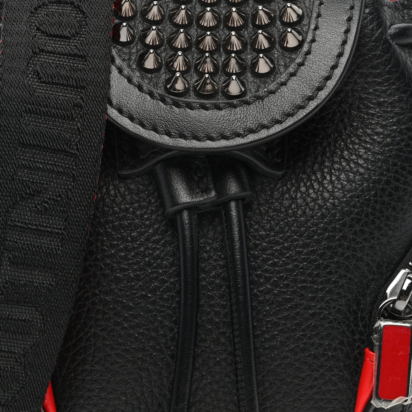 Calfskin Spiked Mini Explorafunk Keyring Bag Black