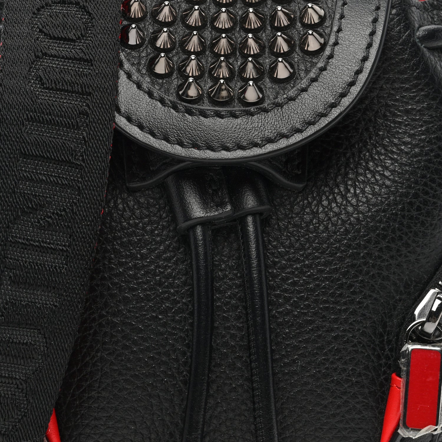 Christian Louboutin Calfskin Spiked Mini Explorafunk Keyring Bag Black 7 of 9