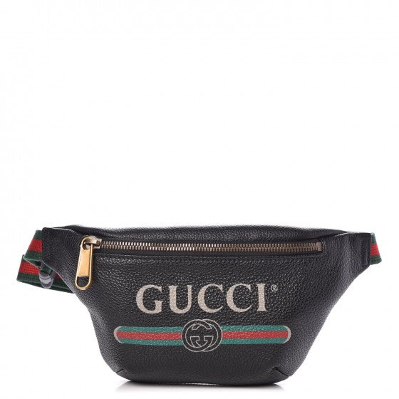 Grained Calfskin Small Logo Belt Bag Black