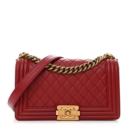 Chanel Lambskin Quilted Medium Boy Flap Dark Red 1 of 13