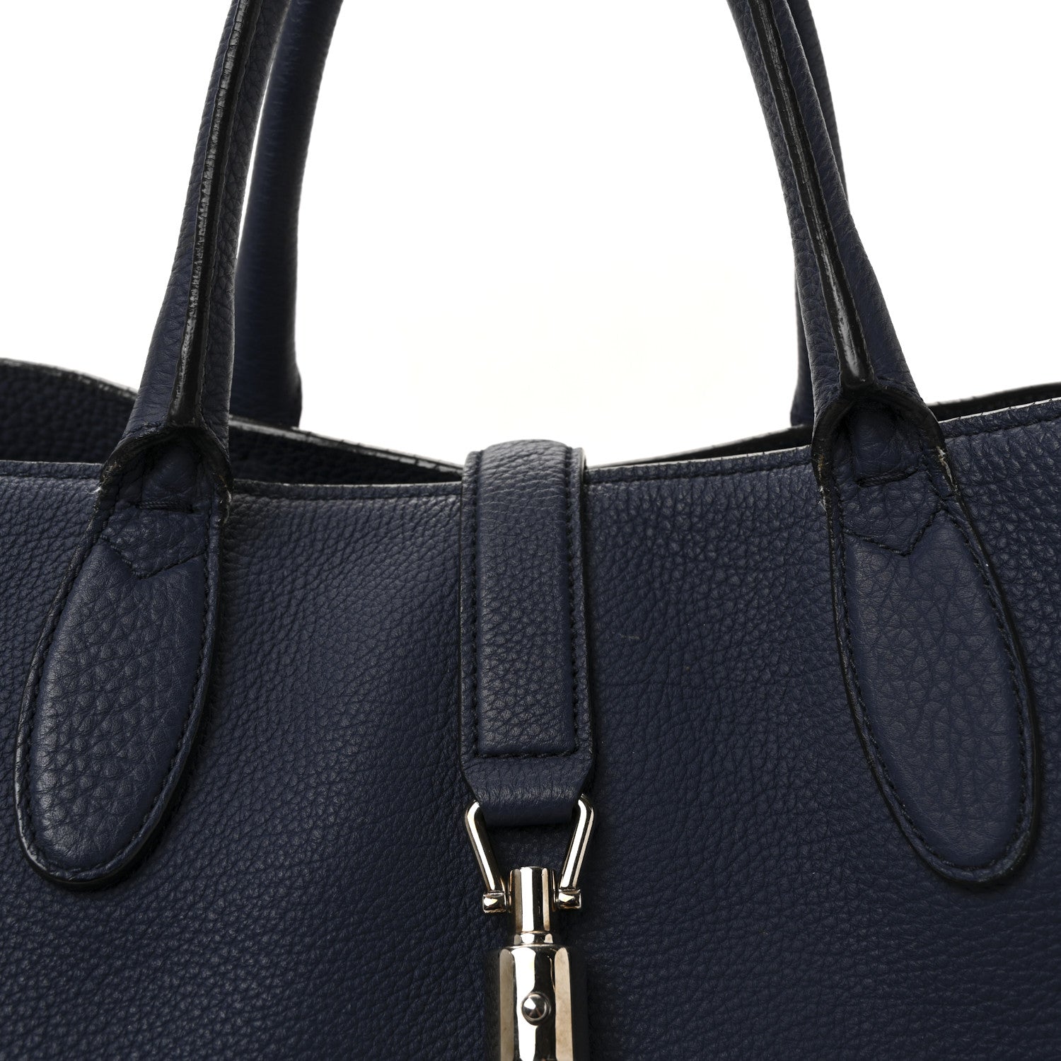 Gucci Soft Calfskin Medium Jackie Top Handle Bag Classic Blue Marine 8 of 10