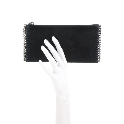 Stella McCartney Faux Pony Hair Falabella Zip Wallet Black 2 of 6