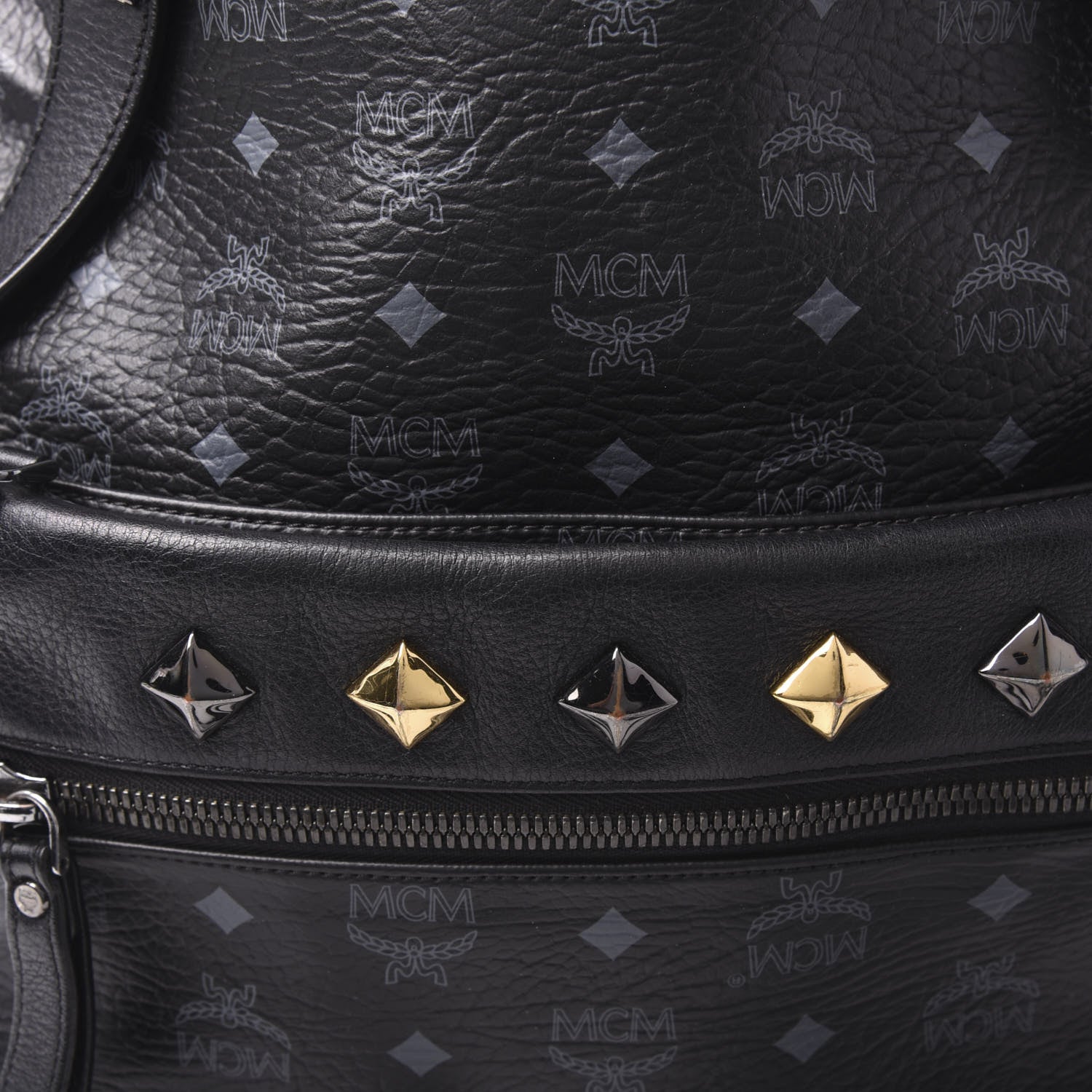 MCM Visetos Medium Studded Dual Stark Backpack Black 8 of 8