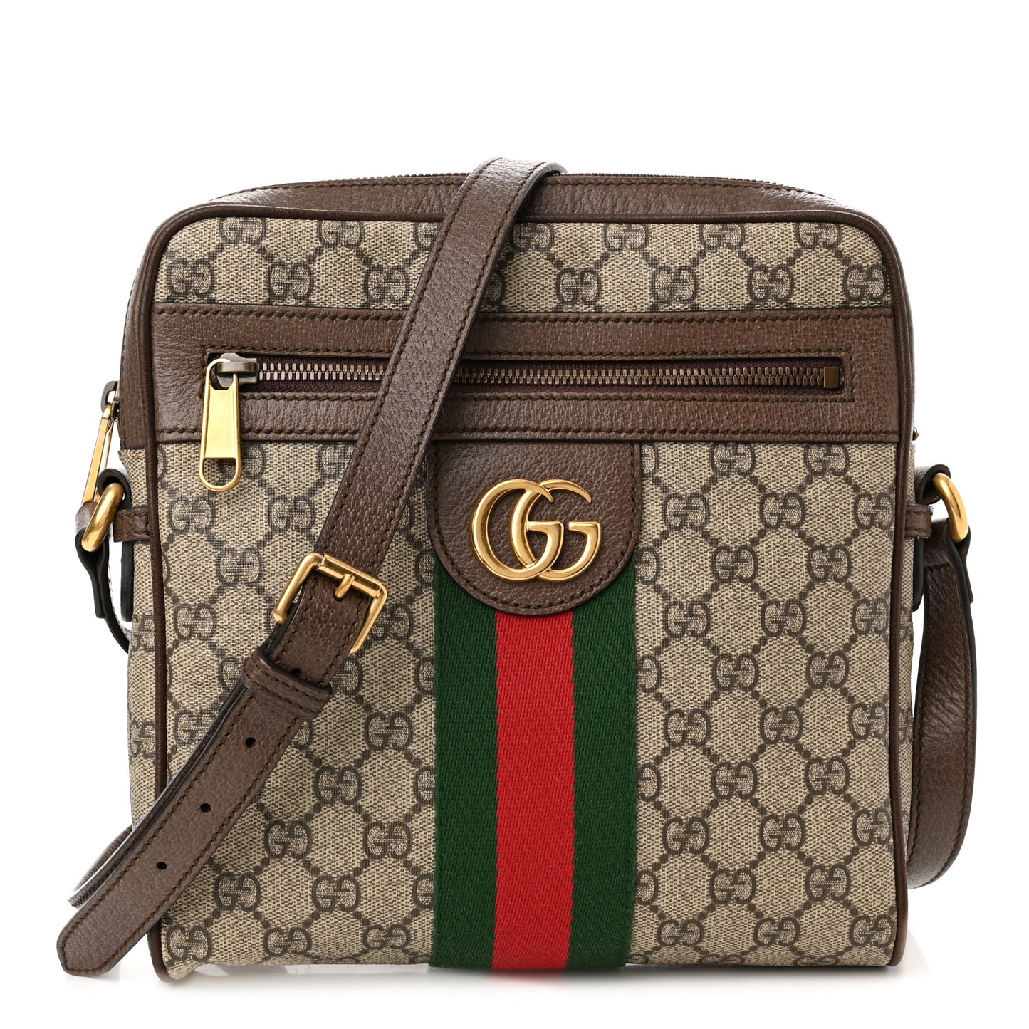 GG Supreme Monogram Web Small Ophidia Messenger Bag Brown