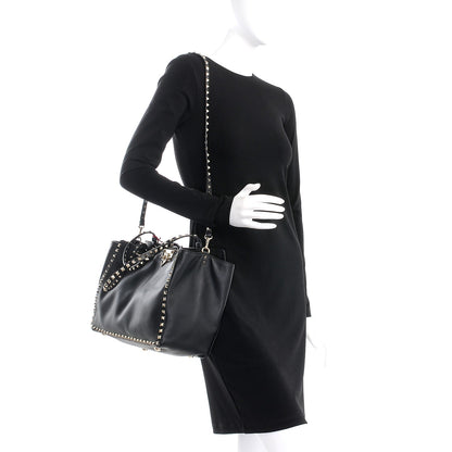 Valentino Garavani Vitello Medium Rockstud Tote Black 2 of 8