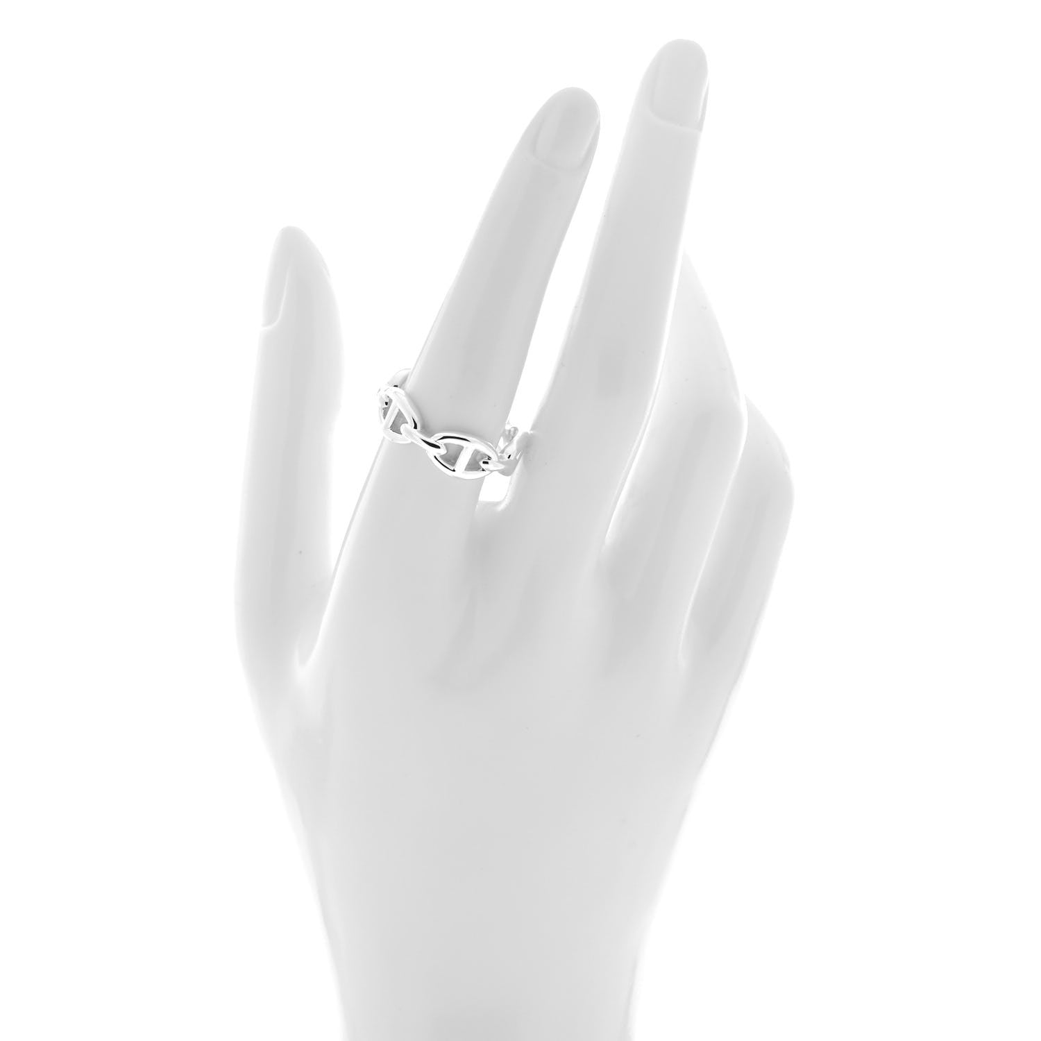 Hermes Sterling Silver PM Chaine d'Ancre Enchainee Band Ring 58 8.25 2 of 6