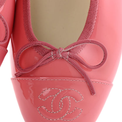 Chanel Patent CC Cap Toe Ballerina Flats 37 Light Pink 9 of 10