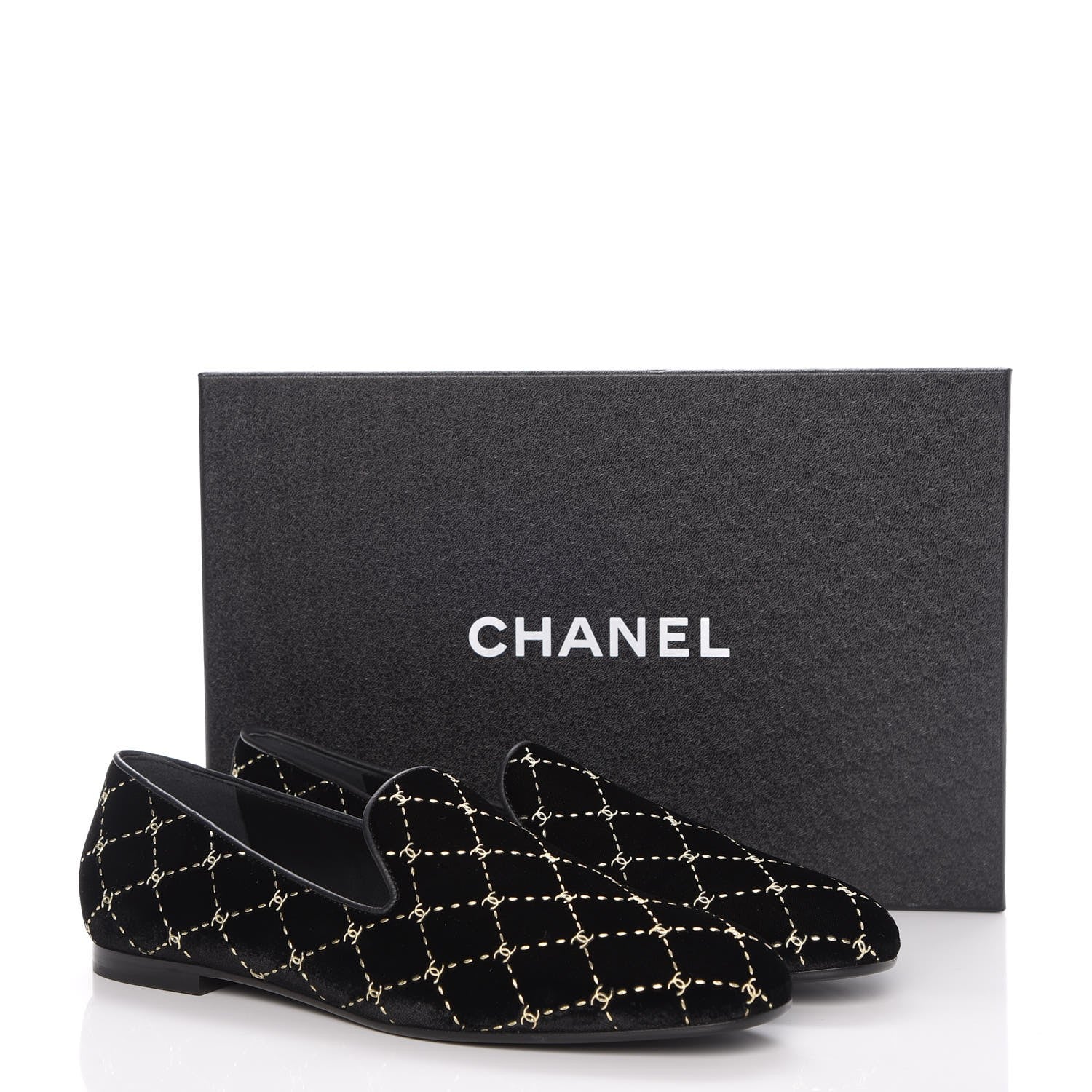 Chanel Velvet Moccasin Loafers 39.5 Black 9 of 9