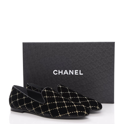 Chanel Velvet Moccasin Loafers 39.5 Black 9 of 9