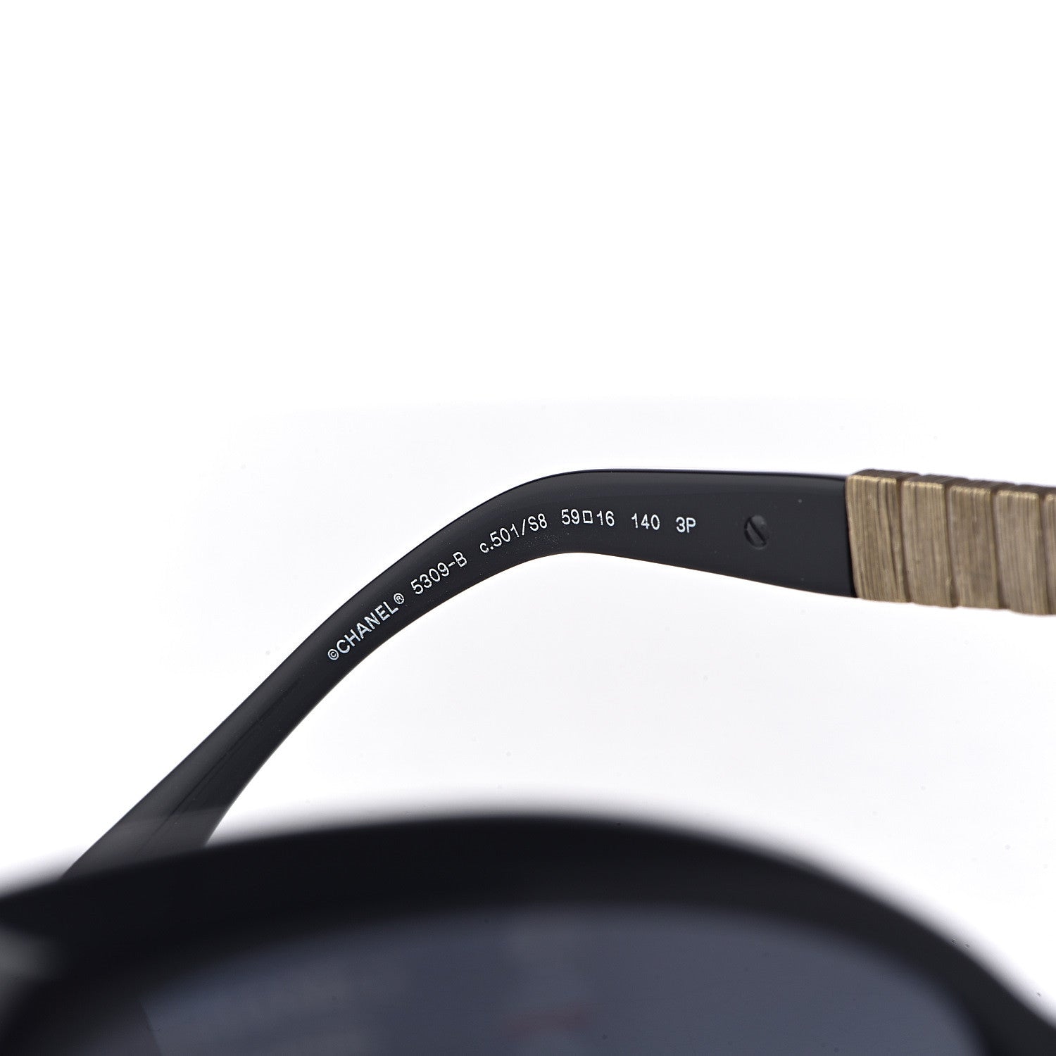 Chanel Crystal Baguette Polarized Cat Eye Sunglasses 5309-B Black 5 of 8