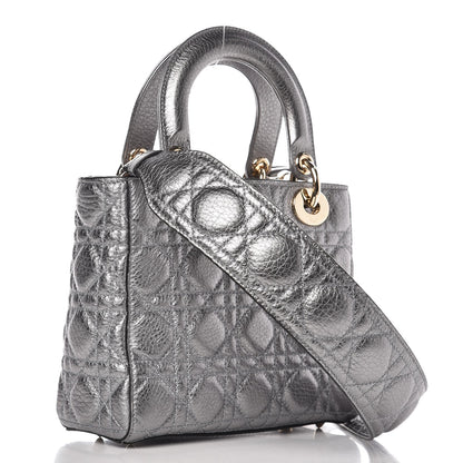 Christian Dior Metallic Grained Calfskin Cannage Small Supple Lady Dior Steel 3 of 7