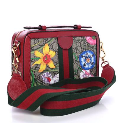 Gucci GG Supreme Monogram Flora Web Small Ophidia Top Handle Shoulder Bag Hibiscus Red 2 of 4