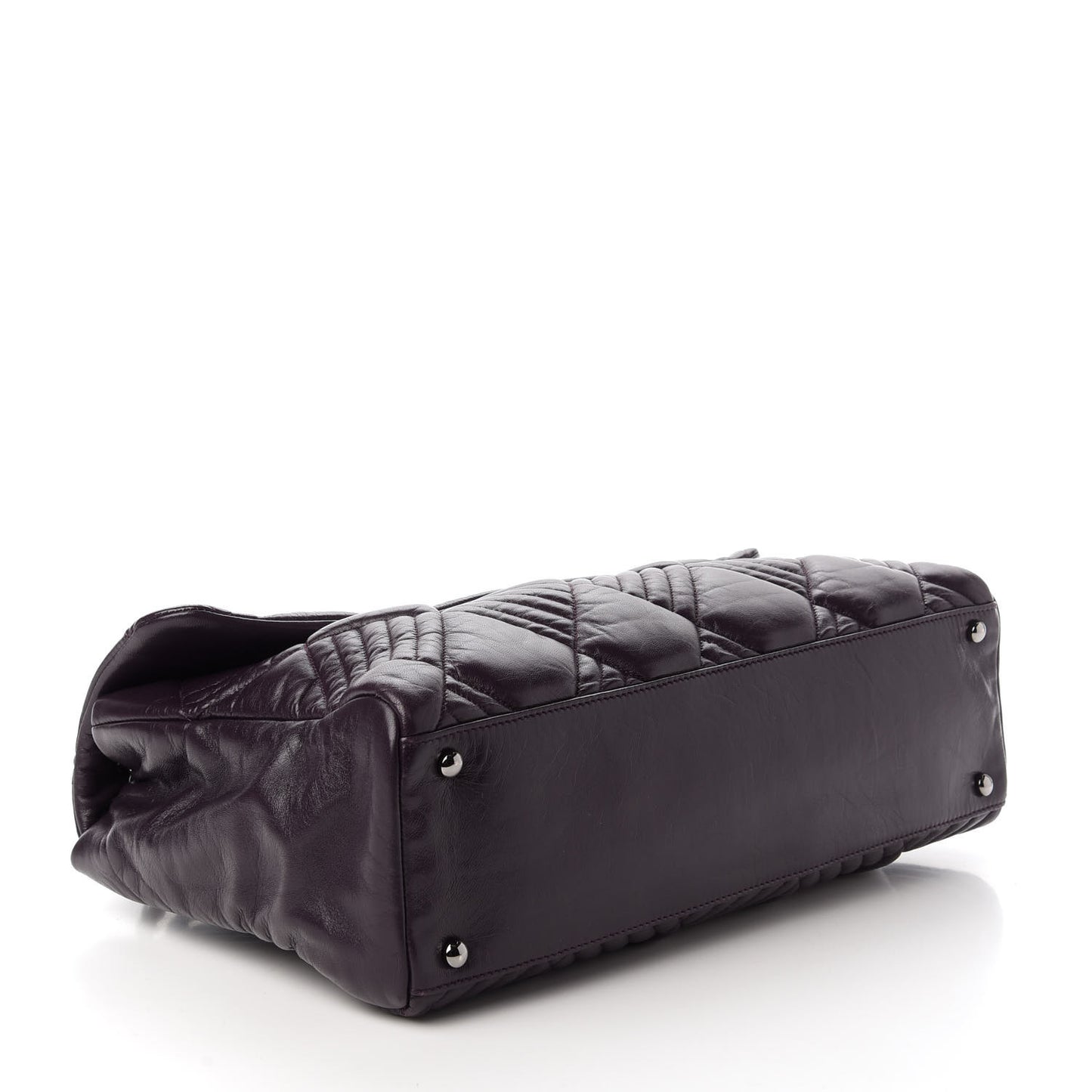 Calfskin Diagonal Quilted Flap Purple