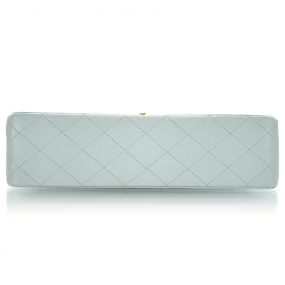 Lambskin Quilted Medium Double Flap Light Blue