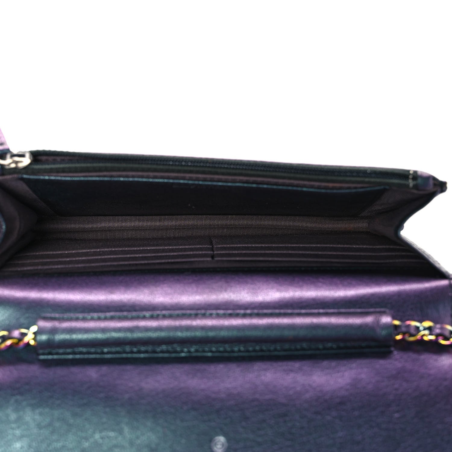 Chanel Iridescent Goatskin Quilted Wallet On Chain WOC Purple 5 of 10