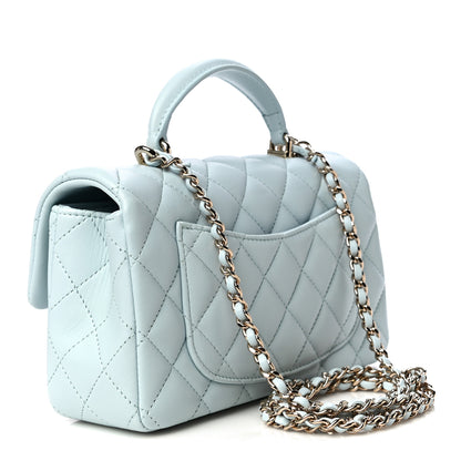 Chanel Lambskin Quilted Mini Top Handle Rectangular Flap Light Blue 3 of 11