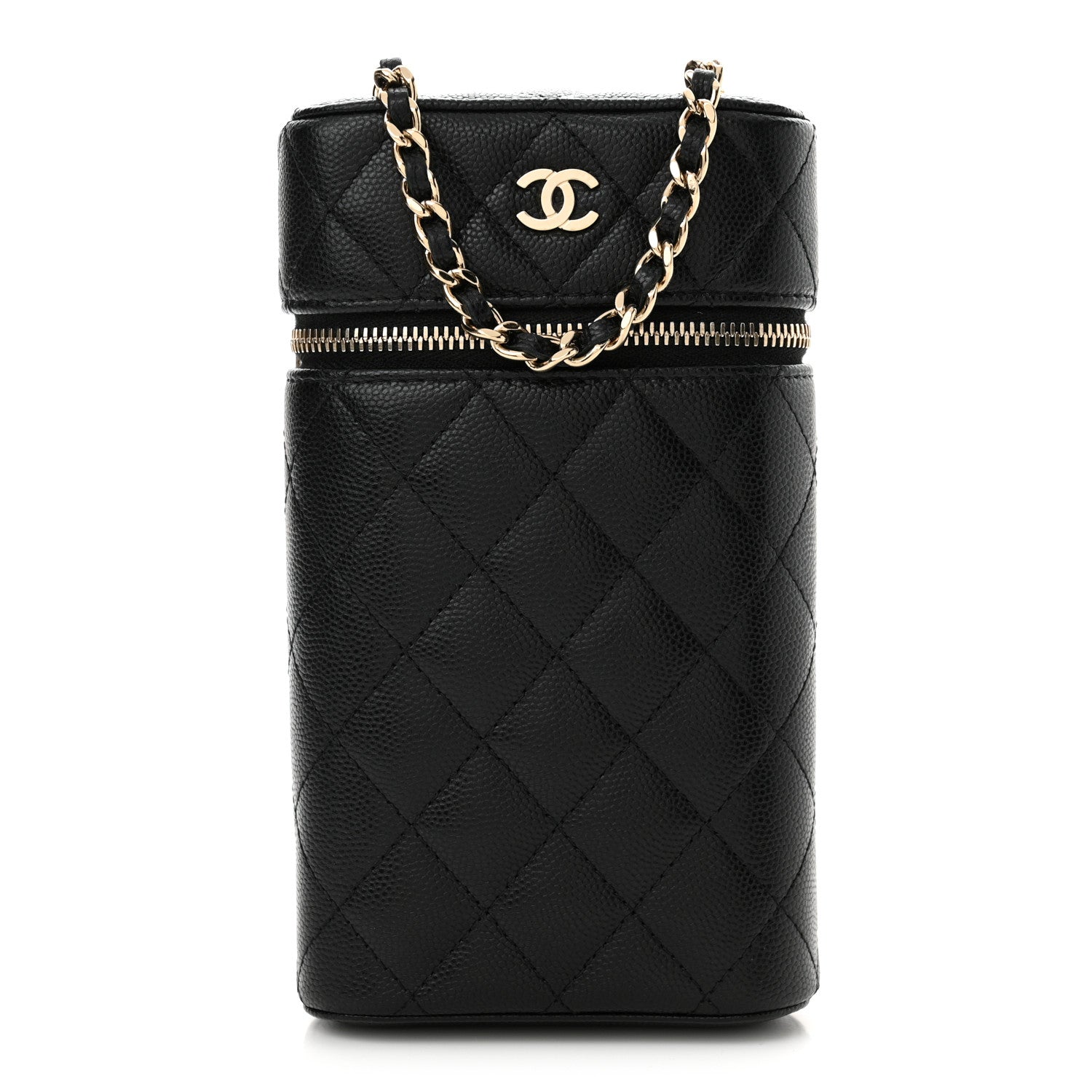 Chanel Caviar Quilted Phone Holder With Chain Black 1 of 11