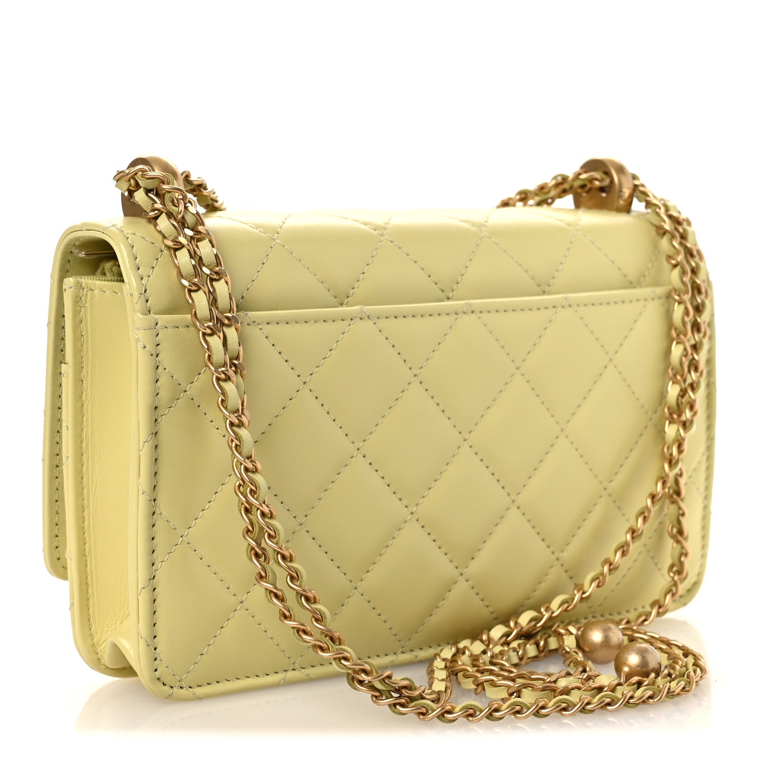 Chanel Calfskin Quilted Perfect Fit Wallet On Chain WOC Yellow 3 of 13