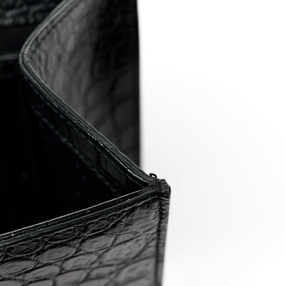 Saint Laurent Calfskin Crocodile Embossed Large Classic Monogram Kate Satchel Black 16 of 16
