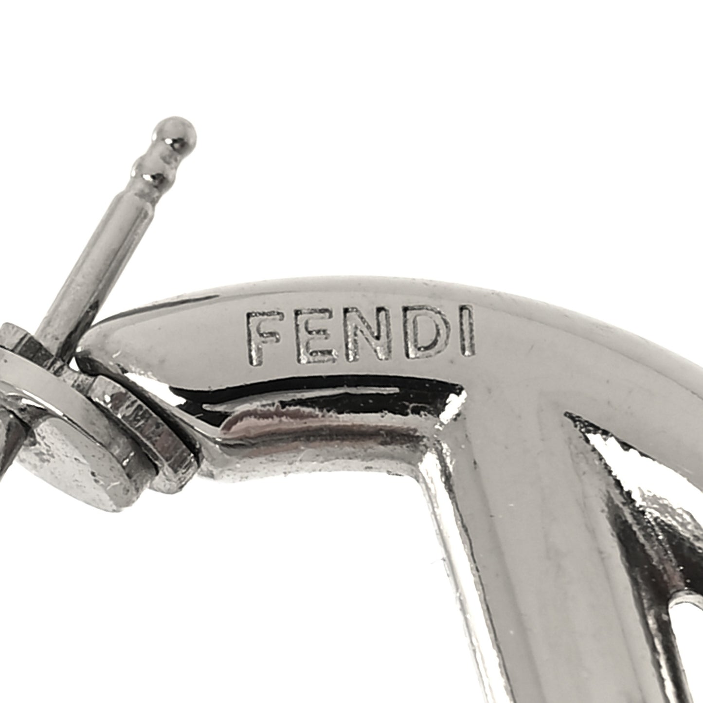 Metal FF Hoop Earrings Silver