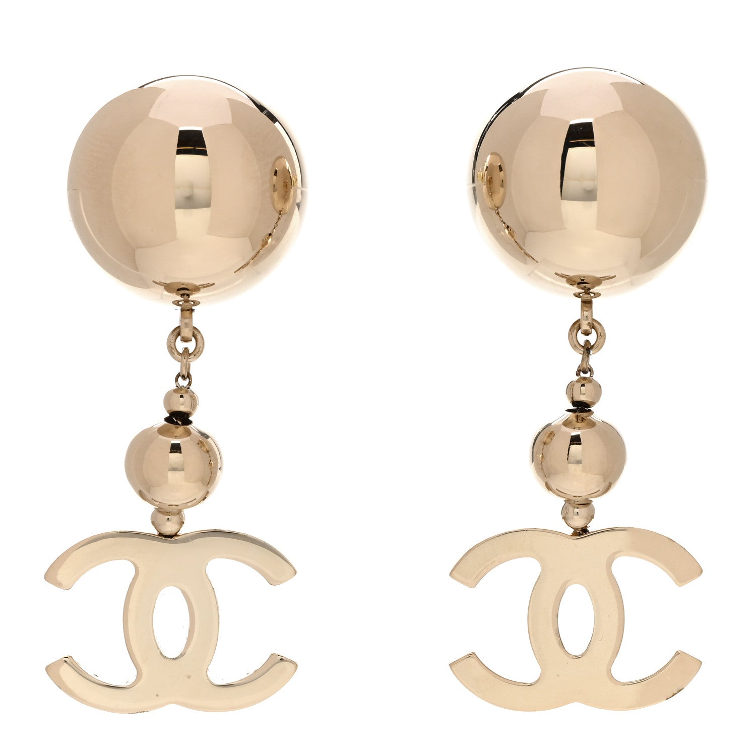 Chanel Metal CC Drop Earrings Gold 1 of 4