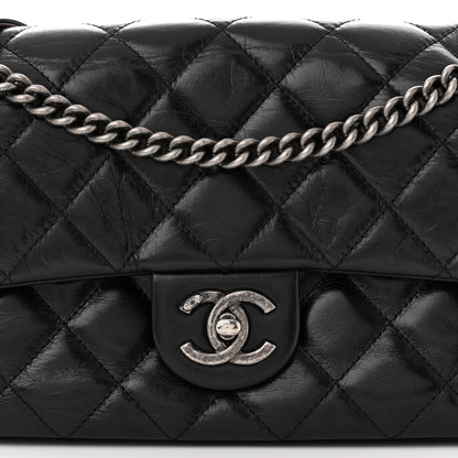 Chanel Glazed Calfskin Quilted Medium Duo Color Flap Black 8 of 12
