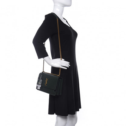 Saint Laurent Calfskin Medium Monogram Sunset New Vert Fonce 2 of 10