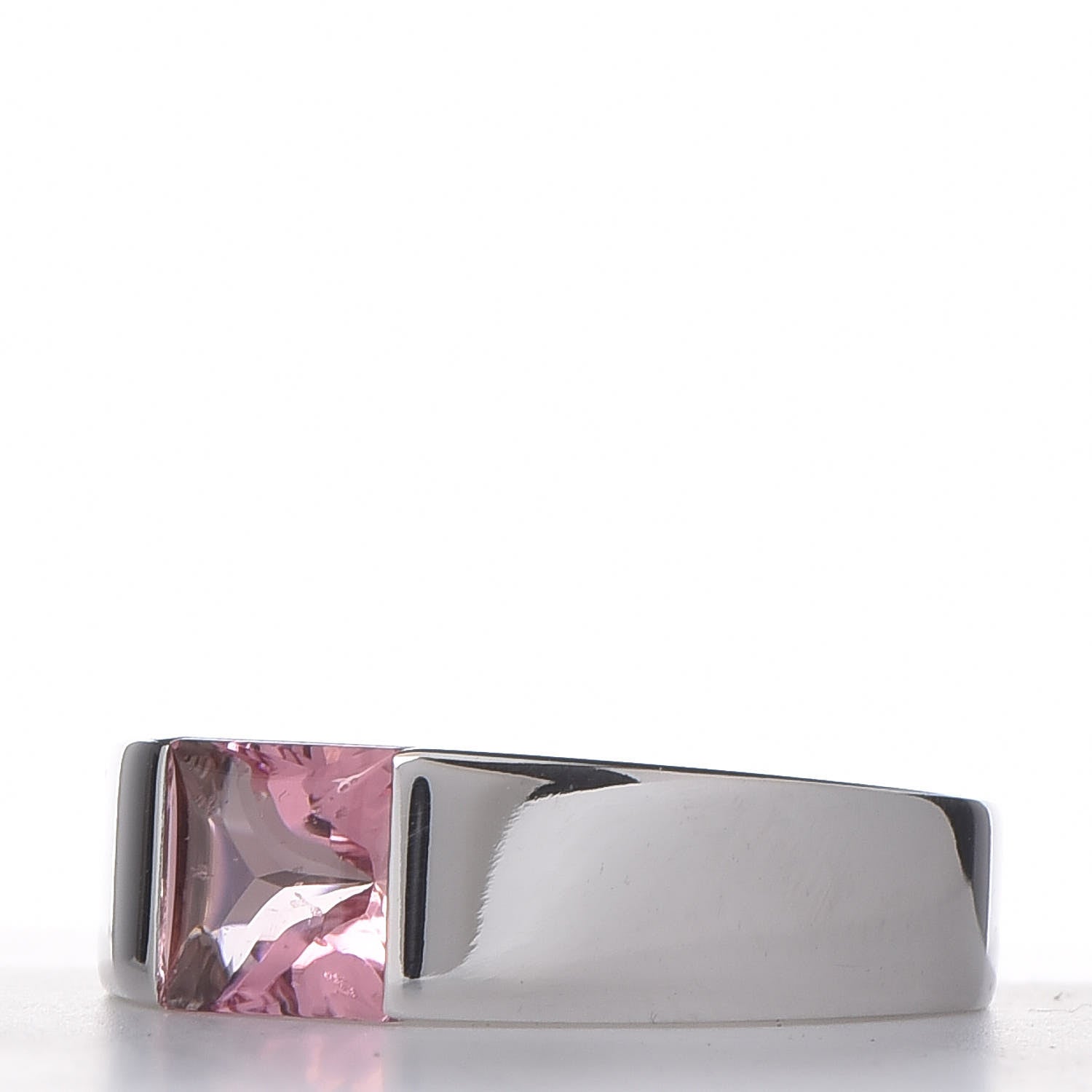 Cartier 18K White Gold Pink Tourmaline Tank Ring 47 4 3 of 5