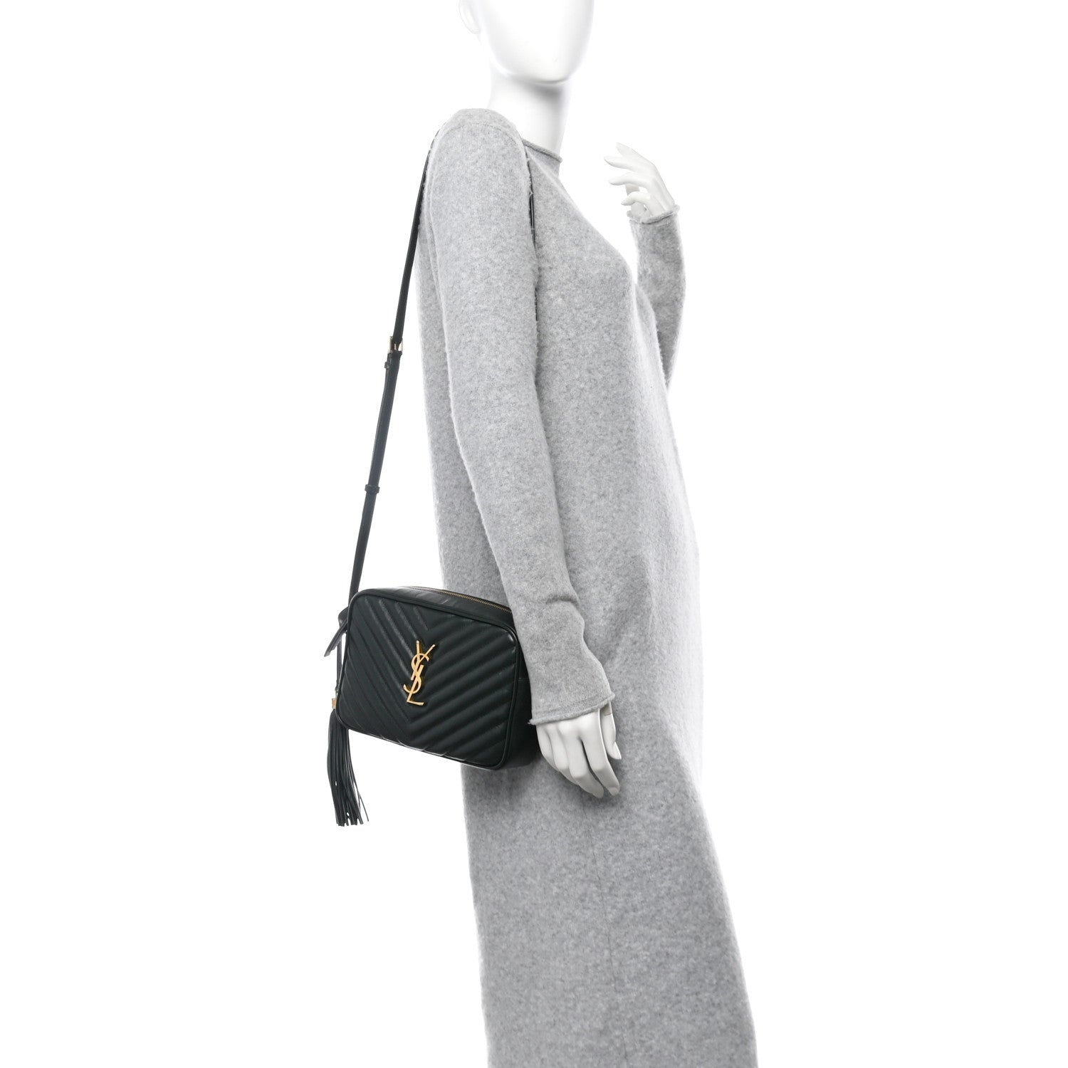 Saint Laurent Calfskin Matelasse Monogram Lou Camera Bag Vert Fonce 2 of 10