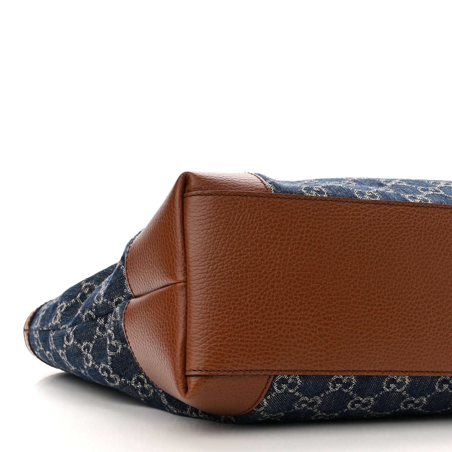 New Denim GG Monogram Medium Ophidia Shopping Tote Blue Tea Cuir