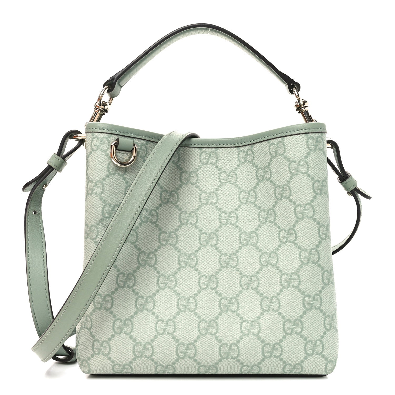 Gucci GG Supreme Monogram Emblem Small Shoulder Bag Sage Green 1 of 10