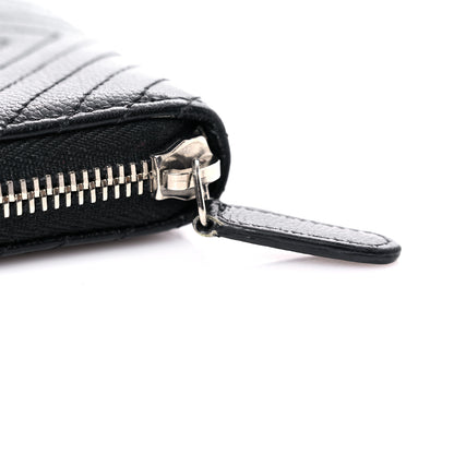 Chanel Caviar Chevron Quilted Zip Around Coin Purse Black 15 of 16