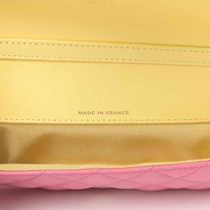 Chanel Lambskin Quilted Glasses Case With Chain Pink Yellow 7 of 12