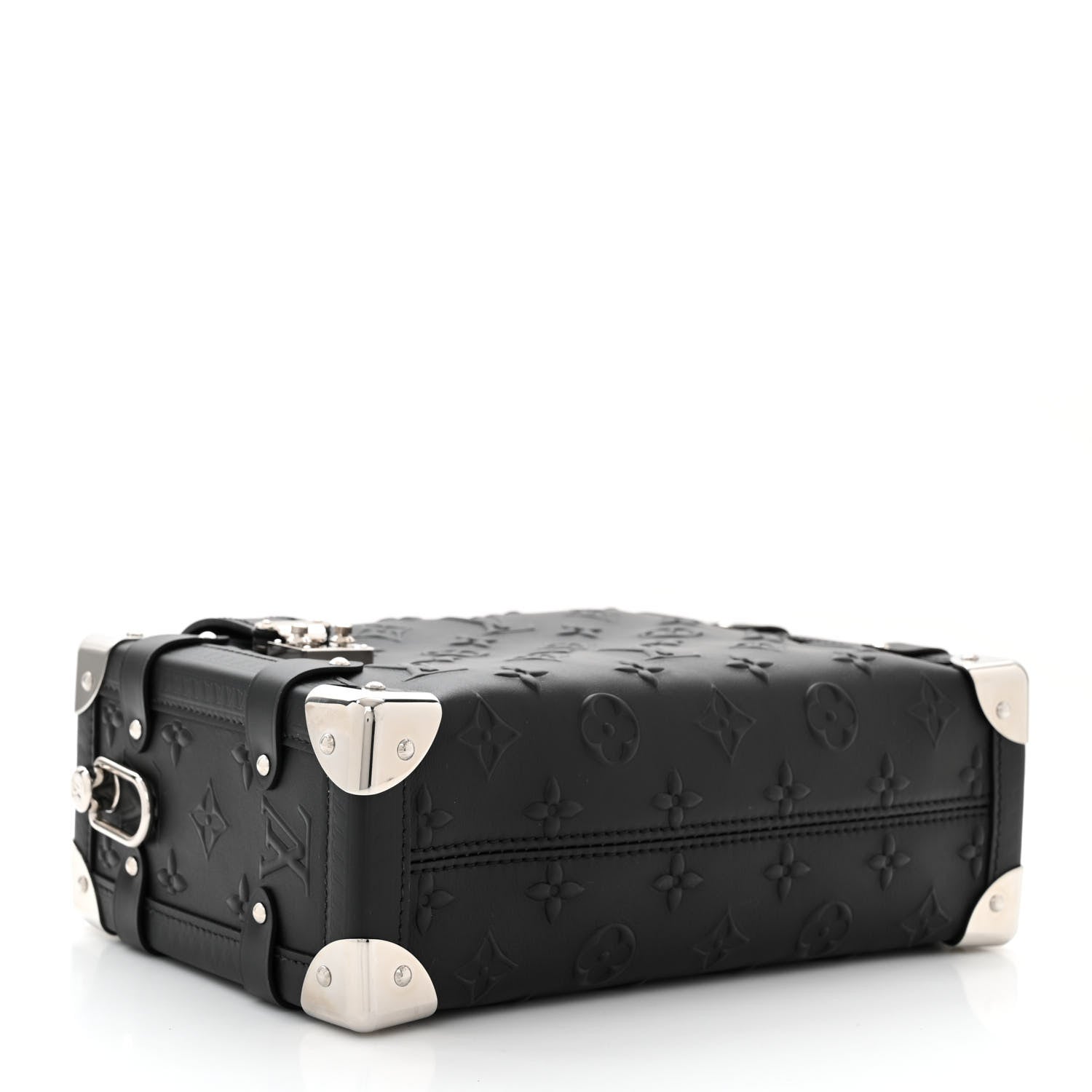 Louis Vuitton Calfskin Debossed Monogram Side Trunk Black 4 of 9