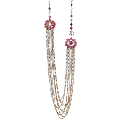 Chanel Gripoix Poured Glass Pearl Beaded CC Long Necklace Gold Multicolor 1 of 7