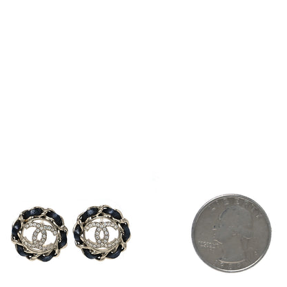 Chanel Crystal Lambskin Chain CC Stud Earrings Black Gold 2 of 5