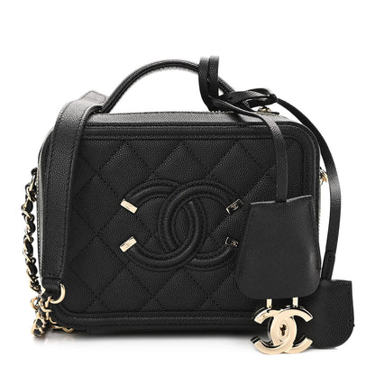 Chanel Caviar Quilted Small CC Filigree Vanity Case Black 1 of 11